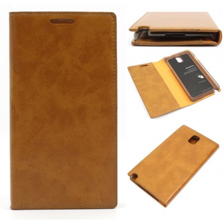 Etui Futerał Mercury Leather Flip na telefon Samsung Galaxy Note 3 N9005 karmelowe