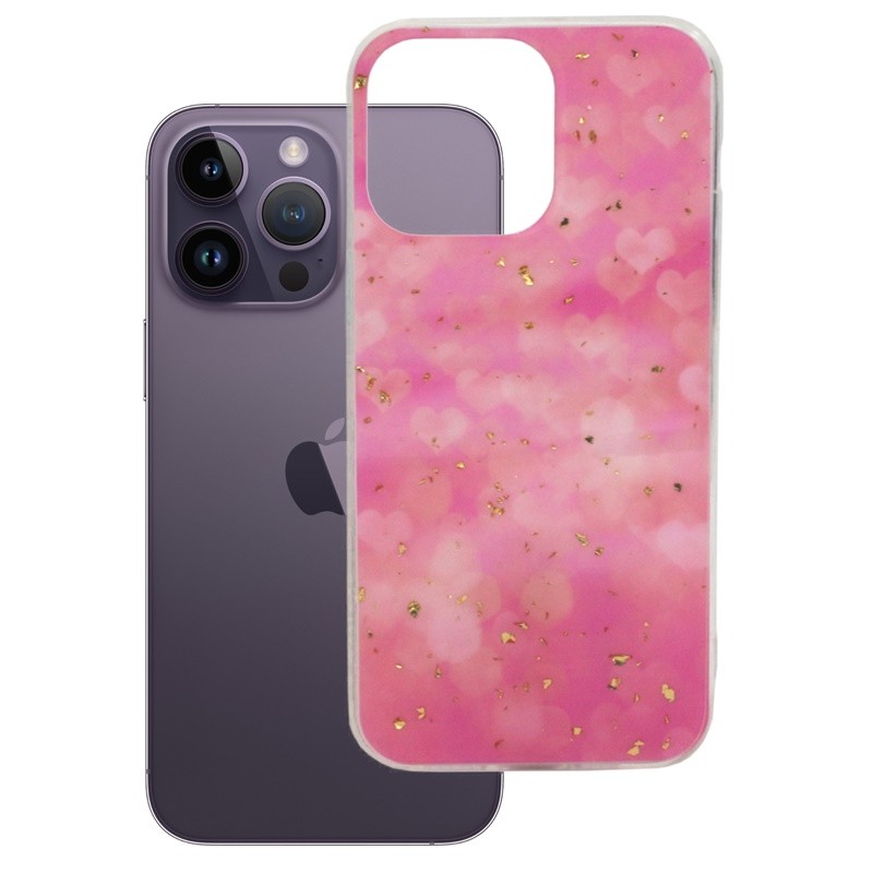 Etui Gold Glam na telefon Apple iPhone 14 Pro Max A2894 pink