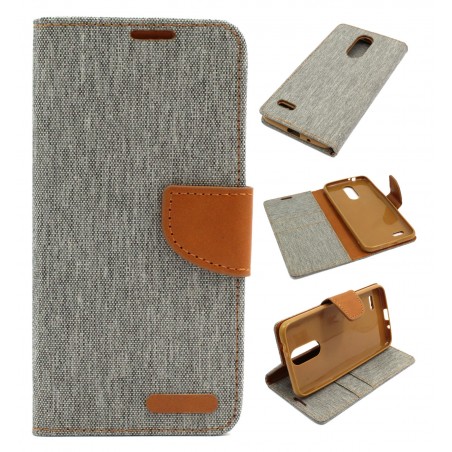 Etui Fancy Diary CANVAS na telefon LG K8 2018 / K9 szare