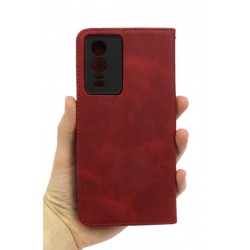 Etui Smart Lichi na telefon Vivo Y76 5G V2124 / Y76s 5G V2156A / Y74s 5G V2009A czerwone