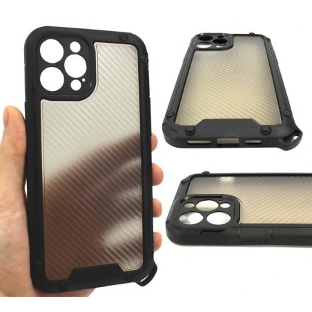 ETUI PANCERNE PROTECT SHIELD na telefon Apple iPhone 12 Pro Max A2342 czarne ze smyczą