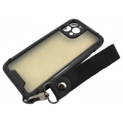 ETUI PANCERNE PROTECT SHIELD na telefon Apple iPhone 12 Pro Max A2342 czarne ze smyczą