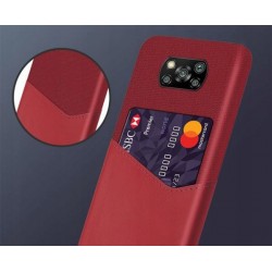 Etui z kieszonką Card Slot Case na telefon Xiaomi POCO X3 NFC M2007J20CG / Pro M2102J20SG czerwone