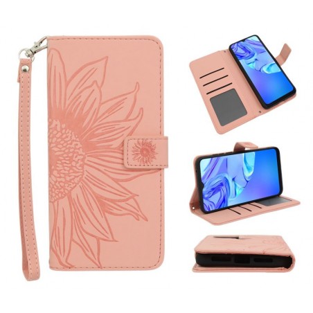 Etui Smart Flower na telefon TCL 305 6102A / 306 6102H / 30E 6127A / 305i 5164D / 30SE 4G 6165 jasnoróżowe