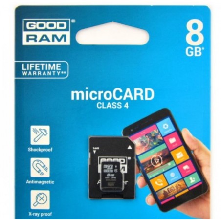 Karta pamięci microSD 8GB GOODRAM + adapter SD Class 4
