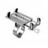 Uchwyt na telefon do roweru / motocykla / skutera / hulajnogi X-81 do kierownicy aluminium srebrny
