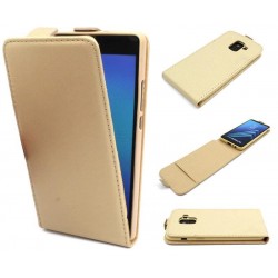 Etui pionowe z klapką SLIM FLEX na telefon Samsung Galaxy A5 2018 A530 / A8 2018 złote