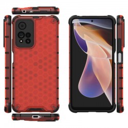 Etui pancerne Honeycomb na telefon Xiaomi Redmi Note 11 Pro+ 5G czerwone