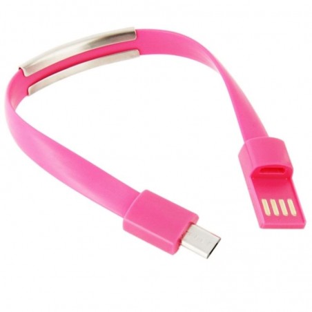 Kabel PC Micro USB przewód w kształcie bransoletki różowy