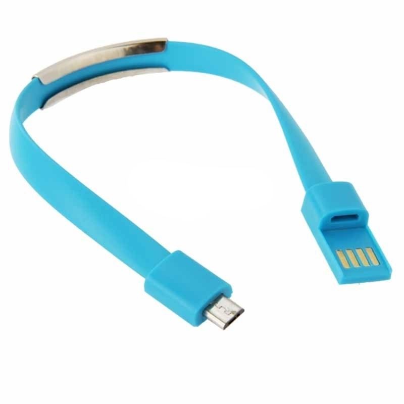 Kabel PC Micro USB przewód w kształcie bransoletki niebieski