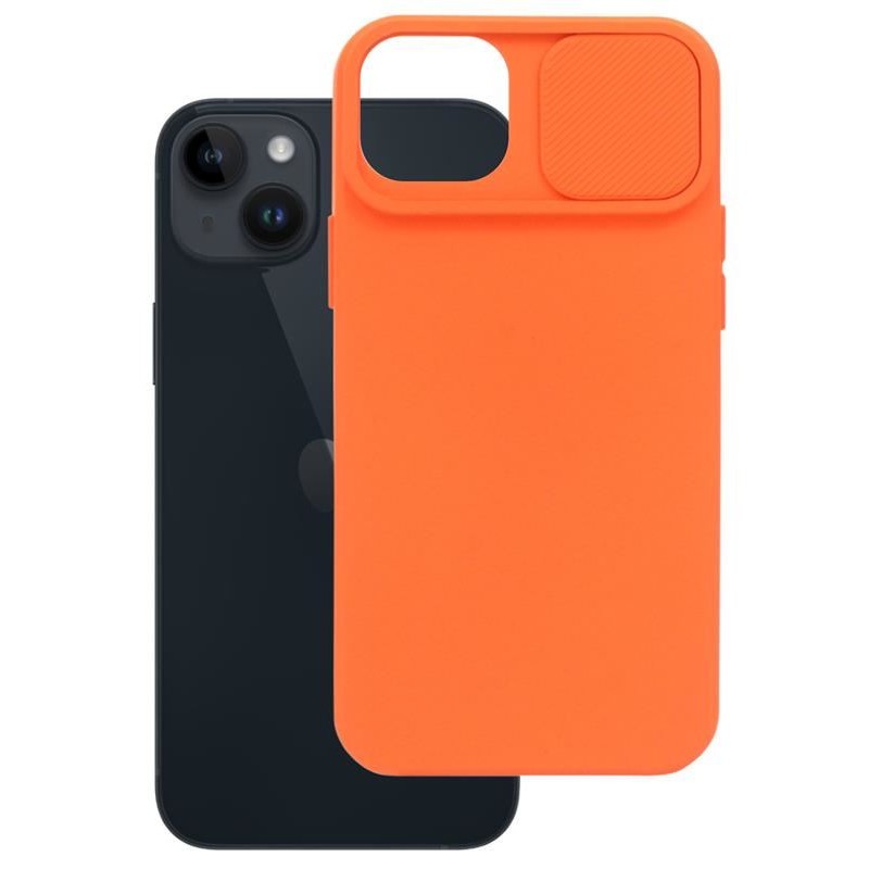Etui SILICONE LENS na telefon Apple iPhone 14+ A2886 pomarańczowe