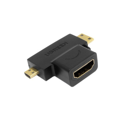 Przejściówka Adapter z HDMI żeński na mini HDMI miniHDMI męski i micro HDMI microHDMI męski UGREEN 3w1