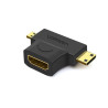 Przejściówka Adapter z HDMI żeński na mini HDMI miniHDMI męski i micro HDMI microHDMI męski UGREEN 3w1