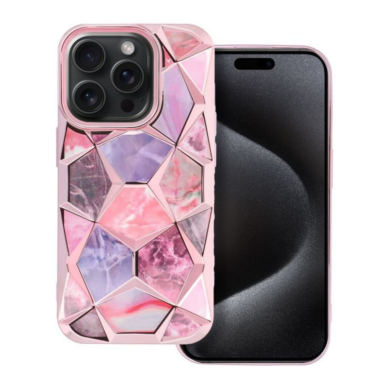 Etui luksusowe geometryczne 3D TWINKI na telefon Apple iPhone 16+ A3290 różowe