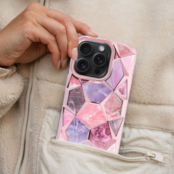 Etui luksusowe geometryczne 3D TWINKI na telefon Apple iPhone 16+ A3290 różowe