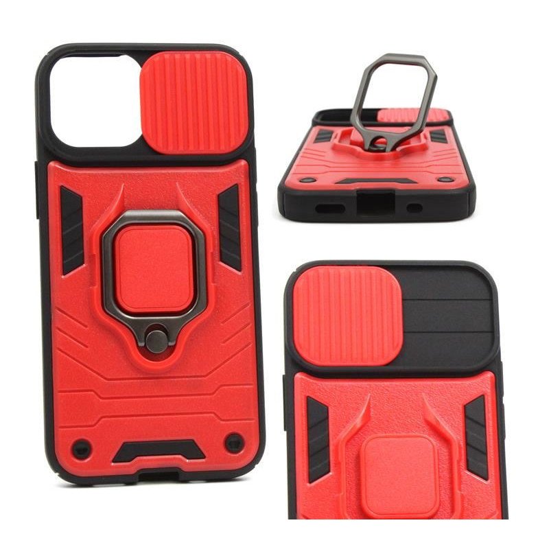 Etui PANCERNE RING LENS na telefon Apple iPhone 13 Mini A2628 czerwone