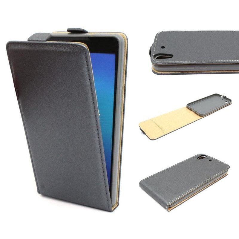 Etui pionowe z klapką SLIM FLEX na telefon Huawei Y6II grafitowe