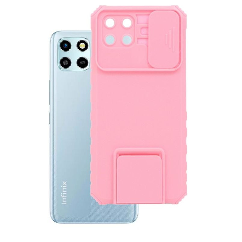 Etui Pancerne CAMSHIELD Stand na telefon Infinix Smart 6 HD X6512 różowe