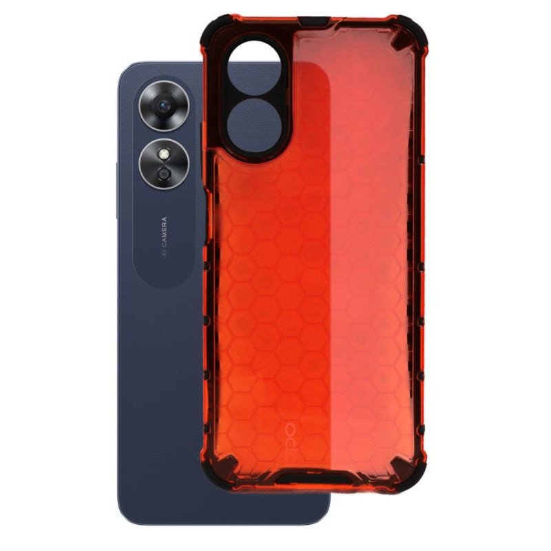 Etui pancerne Honeycomb na telefon OPPO A17 czerwone