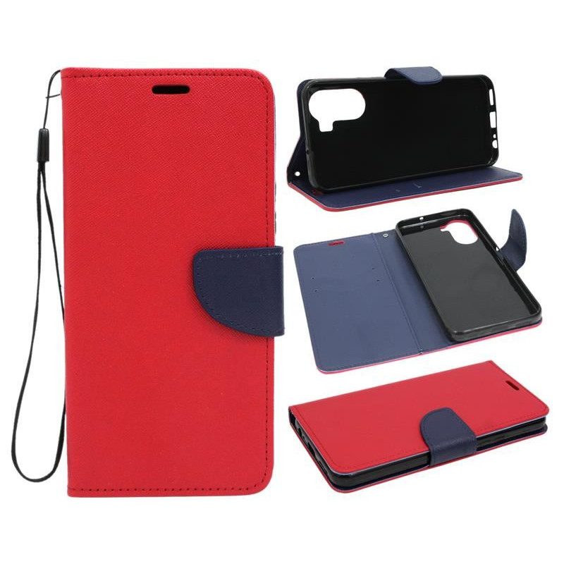 Etui Fancy Diary na telefon Vivo Y16 4G V2214 / Y02s czerwone