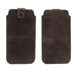 Etui Kieszonka skórzana zapięcie 19 do telefonu LG K50S ciemno brązowe