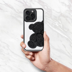 Etui TEDDY BEAR na telefon Apple iPhone 15 Pro A3102 damskie dziewczęce na prezent urodziny święta czarne