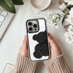 Etui TEDDY BEAR na telefon Apple iPhone 15 Pro A3102 damskie dziewczęce na prezent urodziny święta czarne