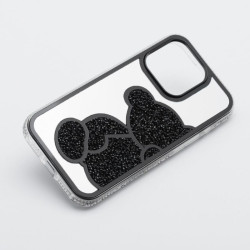 Etui TEDDY BEAR na telefon Apple iPhone 15 A3090 damskie dziewczęce na prezent urodziny święta czarne