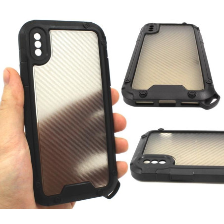 Etui pancerne Protect Shield na telefon Apple iPhone X / Xs czarne ze smyczą