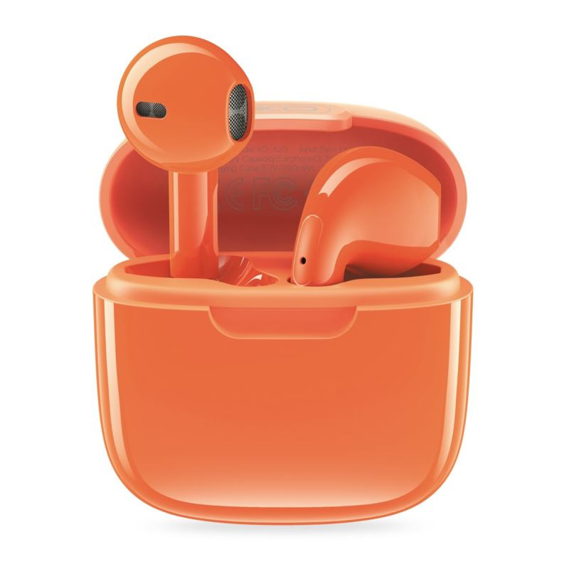 Słuchawki bezprzewodowe douszne do 4h BLUETOOTH + STACJA DOKUJĄCA X23 pomarańczowe
