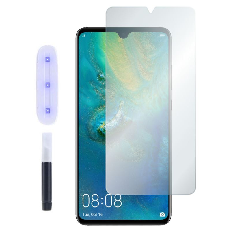 9H SZKŁO hartowane na telefon Huawei Mate 20 HMA-L29 UV + lampa bezbarwne