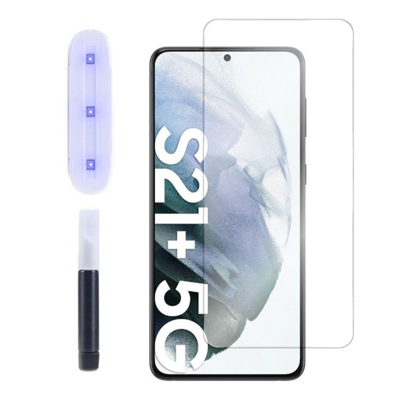 9H SZKŁO hartowane na telefon Samsung Galaxy S21+ 5G G996 UV Touch ID + lampa