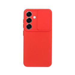 Etui Silicone Lens na telefon Samsung Galaxy S25 5G czerwone