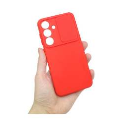 Etui Silicone Lens na telefon Samsung Galaxy S25 5G czerwone