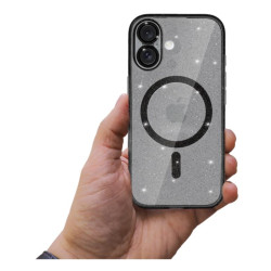 Etui MagSafe Glitter na telefon Apple iPhone 16+ A3290 czarne
