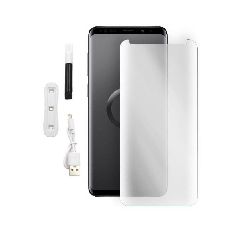 9H SZKŁO hartowane na telefon Samsung Galaxy S9+ G965 UV + lampa bezbarwne