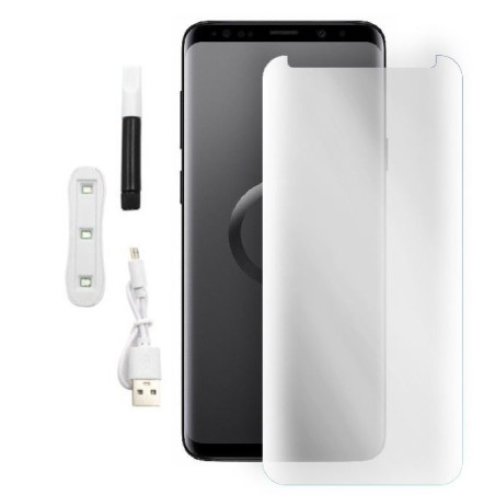9H SZKŁO hartowane na telefon Samsung Galaxy S9+ G965 UV + lampa bezbarwne