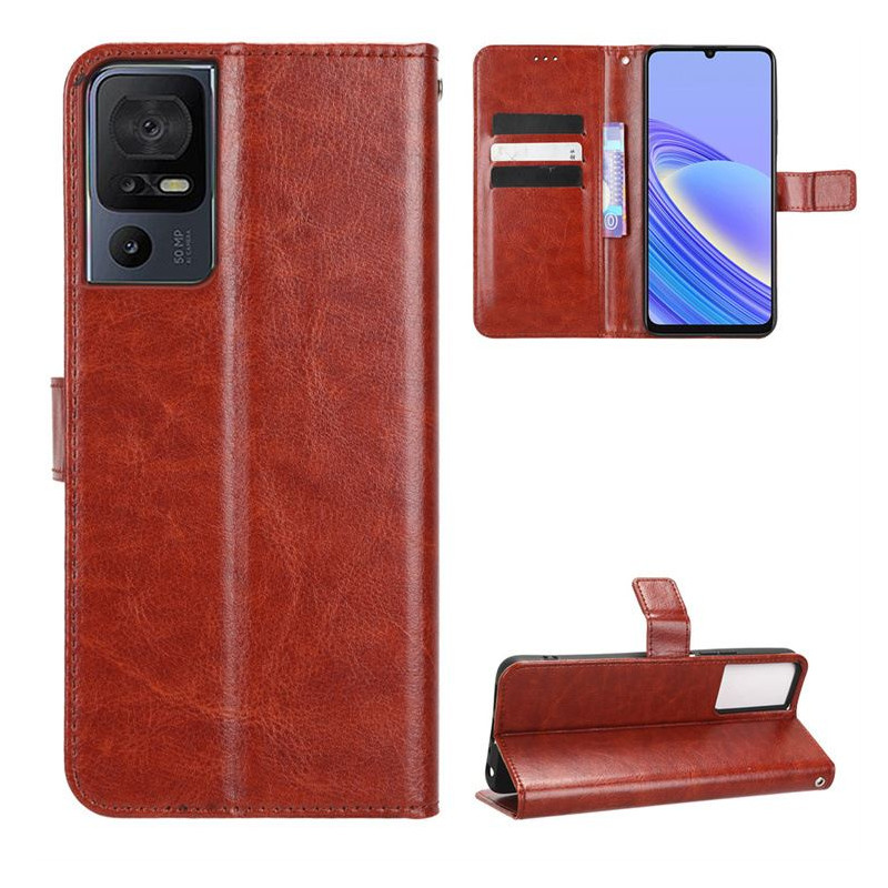 Etui Smart Crazy na telefon TCL 40SE T610K2 6156 6156A 6156A1 brązowe
