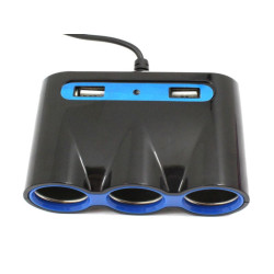 Rozgałęźnik zapalniczki 3 gniazda + 2 x USB ROZ12