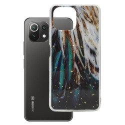 Etui Gold Glam na telefon Xiaomi Mi 11 Lite M2101K9AG / Mi Lite 5G M2101K9G / 11 Lite 5G NE 2109119DG pióra