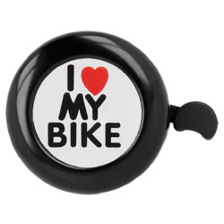 Dzwonek rowerowy aluminiowy "I love my bike" 55mm - głośny dzwonek na kierownicę do roweru czarny