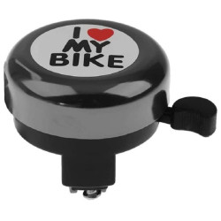 Dzwonek rowerowy aluminiowy "I love my bike" 55mm - głośny dzwonek na kierownicę do roweru czarny