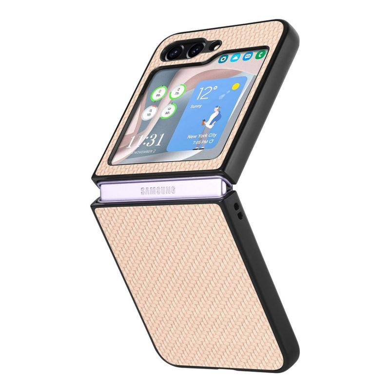 Etui Hard Case Carbon na telefon Samsung Galaxy Z Flip 6 5G F741 / Galaxy Z Flip 7 FE 5G F761 kremowe