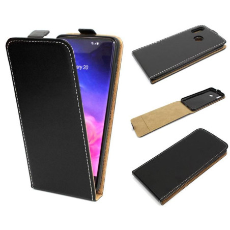 Etui pionowe z klapką SLIM FLEX na telefon Huawei P Smart 2019 POT-LX1 czarne HQ