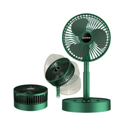Składany wentylator biurkowy USB zielony z teleskopowym statywem - mini wiatrak z regulacją kąta