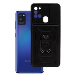 Etui Pancerne CAMSHIELD Ring na telefon Samsung Galaxy A21s 2020 A217 czarne