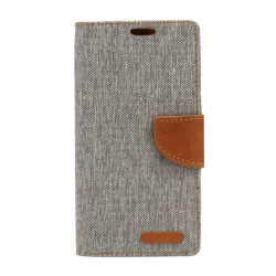 Etui Fancy Diary Canvas na telefon LG K10 2018 / K10+ 2018 / K11 X410 szare