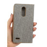 Etui Fancy Diary Canvas na telefon LG K10 2018 / K10+ 2018 / K11 X410 szare