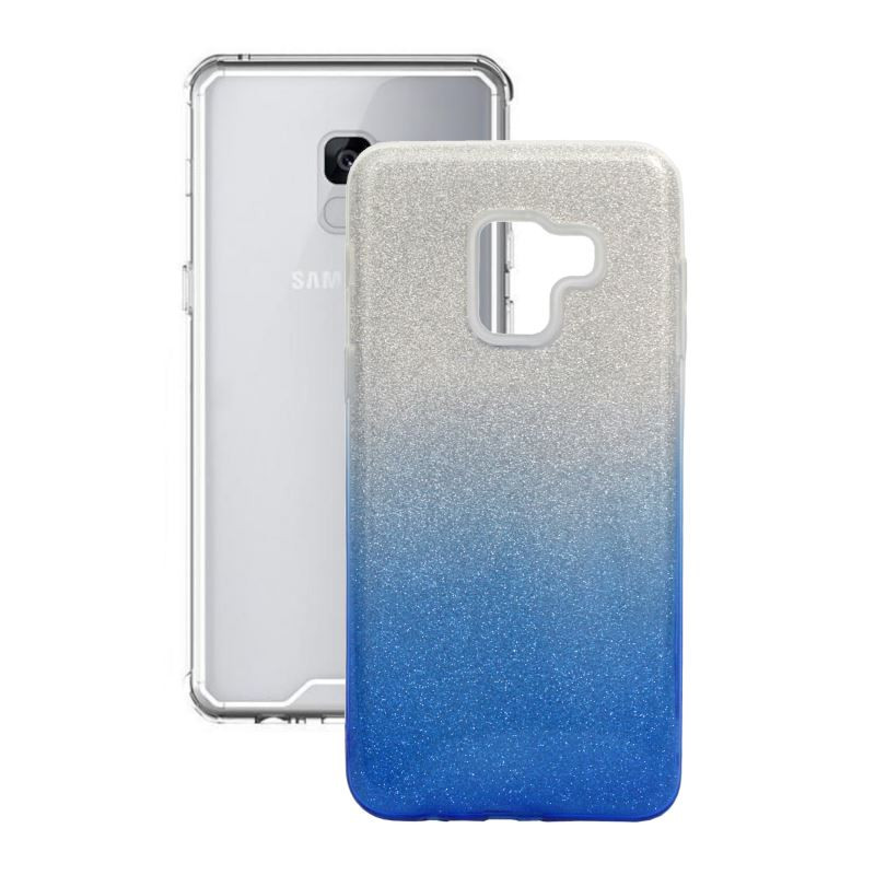 Etui Jelly Case SHINING HQ na telefon Samsung Galaxy A5 2018 A530 srebrno-niebieskie