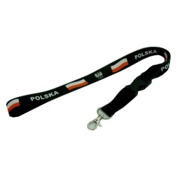 Smycz na szyję Polska na telefon i klucze 20mm 52cm - patriotyczna smycz czarna